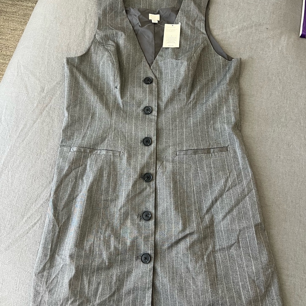 A New Day Gray Pinstripe Midi Dress